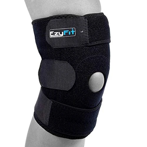 EzyFit Knee Brace Support For Arthritis, ACL, LCL, MCL, Sports Exercise, Meniscus Tear Injury Recovery - Side Stabilizers Open Patella - Best Comfort Fit Adjustable Neoprene Wrap - 3 Sizes