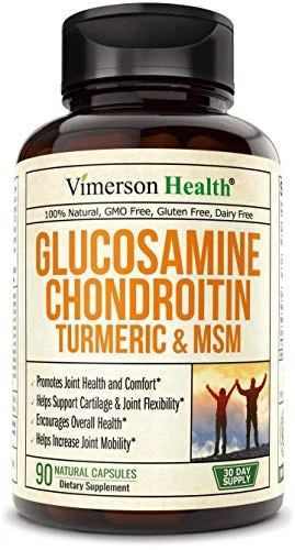 Glucosamine with Chondroitin Turmeric MSM Boswellia. Supports Occasional Joint Discomfort Relief. Helps Inflammatory Response, Antioxidant Properties. Supplement for Back, Knees, Hands. 90 Capsules