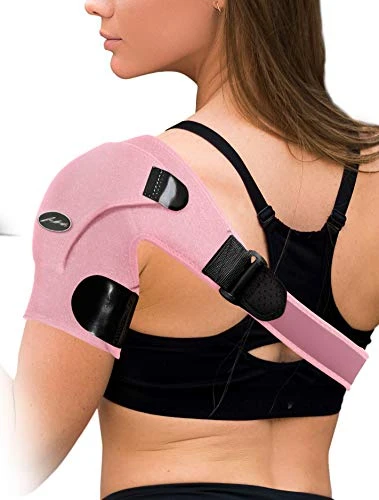 Doctor Developed Shoulder Support / Shoulder Strap / Shoulder Brace [Single] & DOCTOR WRITTEN HANDBOOK - RELIEF for Shoulder Injuries, for both left & right (Pink)