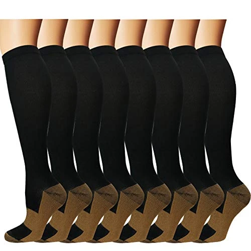 Graduated Medical Copper Compression Socks for Men & Women 8 Pairs -20-30 mmHg is Best for Running,Athletic,and Travel(Large-X-Large)