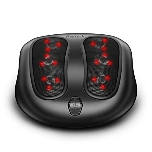 Nekteck Foot Massager with Soothing Heat, Shiatsu Heated Deep Kneading Foot Massager Machine for Plantar Fasciitis, Built-in Infrared Heat Function and Power Cord - Black (Renewed)