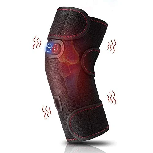 Heated and Vibration Massage Knee Brace Wrap, Physiotherapy Massager Heating with 2 Vibration Motors for Knee Injury, Cramps Arthritis Recovery, Massager for Muscles Pain Relief