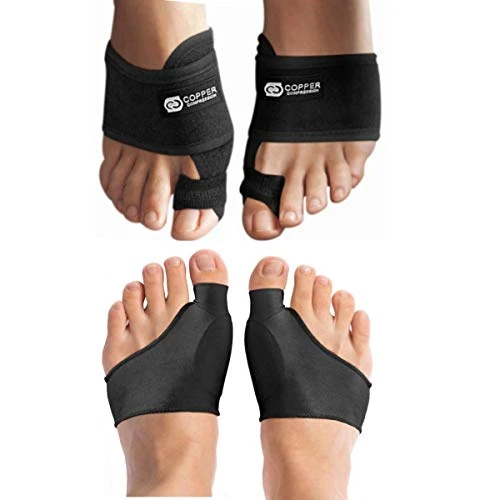 Copper Compression Bunion Corrector And Bunion Relief Kit. 1 Pair of Bunion Cushions + 1 Pair of Bunion Splint Correctors. Bunion Pads Sleeve + Big Toe Splint for Women + Men Relief For Bunions, Feet