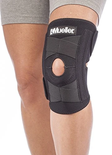 Mueller Self-Adjusting Knee Stabilizer, Black, One Size Fits Most|Measure three inches above knee, fits 14” - 20”