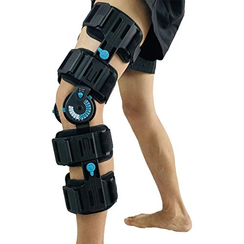 Orthomen Hinged Post Op Knee Brace, Adjustable ROM Leg Stabilizer for Recovery Stabilization, ACL, MCL and PCL Injury After Surgery, Universal (One Size)