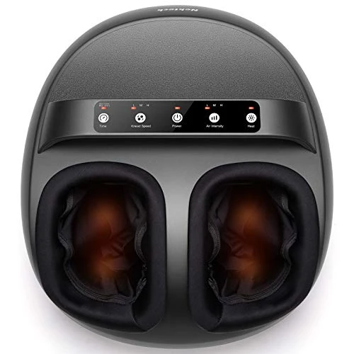 Nekteck Foot Massager Machine with Heat, Shiatsu Foot Massagers with Handle Design, 6 Mode with Kneading Rolling, Air Compression and Built-in Heat Function,Relax for Home or Office Use,Fit to Size 12
