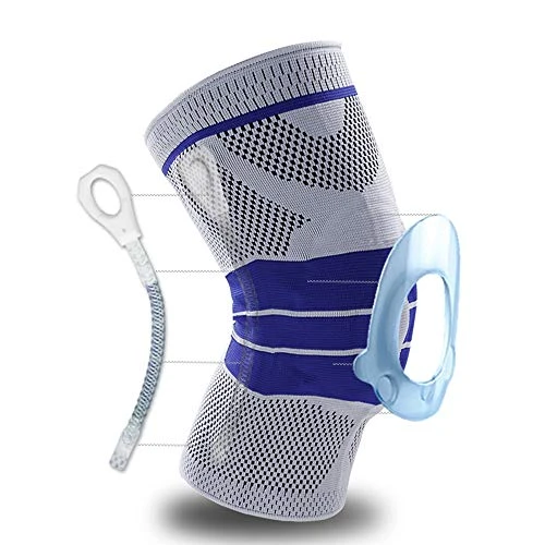 Knee Brace, Knee Support Compression Sleeve with Side Stabilizers + Silicone Patella Gel Pad for Meniscus Tear,Arthritis,Jogging,Sports,Running Men Women(Single) (Gray, Large) … …