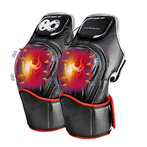 Electric Knee Massager, Heated Vibration Knee Massager for Pain Relief Arthritis Cramps Physiotherapy Recovery Knee Joints Massager Knee Brace Wrap (1 Pair) Ideal Gift for Mom Dad
