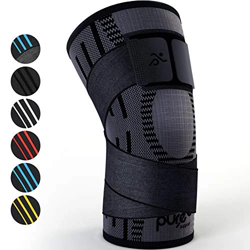 Pure Support Knee Brace Compression Sleeve Support | Patella Stabilizer for Meniscus Tear | Arthritis Pain for Running | Strap | Sports | Women | Men