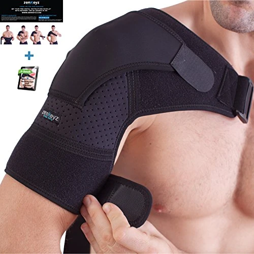 Shoulder Brace for Men and Women for Torn Rotator Cuff Support,Tendonitis, Dislocation, Bursitis, Neoprene Shoulder Compression Sleeve Wrap by Zenkeyz (Black, Small/Medium)