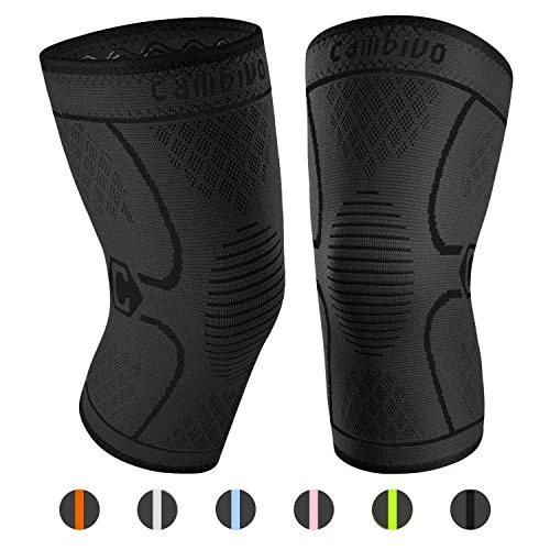 CAMBIVO 2 Pack Knee Brace, Knee Compression Sleeve Support for Running, Arthritis, ACL, Meniscus Tear, Sports, Joint Pain Relief and Injury Recovery(FDA Approved) (Large (19'' - 21''), Black/Black)