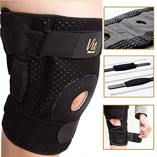 Hinged Knee Brace Plus Size – Newly Engineered Knee Braces with Flexibility, Extra Supportive, Non-Slip and Non Bulky - Vie Vibrante (Size 3(Gray): fits 27.5-31.5' Thigh Circ., Gray)