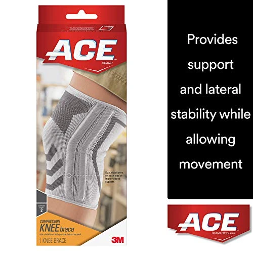ACE Knitted Knee Brace with Side Stabilizers, Extra Large, America's Most Trusted Brand of Braces and Supports, Money Back Satisfaction Guarantee