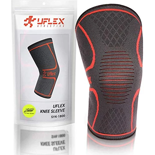 UFlex Athletics Knee Compression Sleeve Support for Running, Jogging, Sports - Brace for Joint Pain Relief, Arthritis and Injury Recovery - Single Wrap Size Large