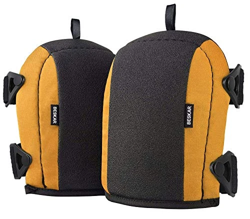 BESKAR Pro Flooring Knee Pads with Heavy Duty Foam Padding and No-Slip Leather Stabilizers, Durable Straps & Adjustable Easy-Fix Clips, Kneepads for Work, Construction,Gardening, Cleaning & Roofing