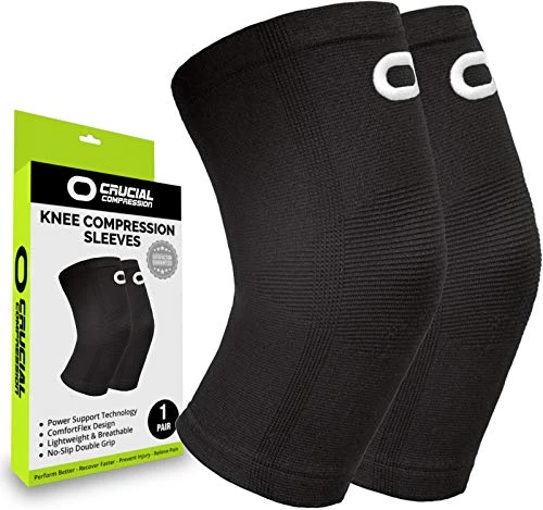 Knee Brace Compression Sleeve (1 Pair) - Best Knee Support Braces for Meniscus Tear, Arthritis, Joint Pain Relief, Injury Recovery, ACL, MCL, Running, Workout, Basketball, Sports, Men and Women