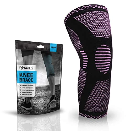 POWERLIX Knee Compression Sleeve - Best Knee Brace for Men & Women – Knee Support for Running, Basketball, Football, Volleyball, Weightlifting, Gym, Workout, Sports – PLEASE CHECK SIZING CHART