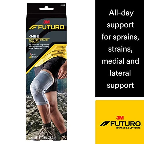Futuro Active Knit Knee Stabilizer, Moderate Stabilizing Support, Large, Gray