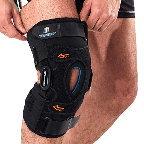 Hinged Knee Brace,Gel Patella Support with Removable Dual Side Stabilizers,Knee Support for Meniscus Tear,Relieves ACL,Arthritis (M)