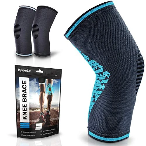 POWERLIX Knee Compression Sleeve for Men & Women – Best Knee Brace for Knee Pain Relief and Injury Recovery - Knee Support for Working out, Running, Weightlifting, Sports – Please Check Sizing Chart