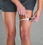 a tape measure six inches Measure up with a tape measure six inches from the centre of your knee